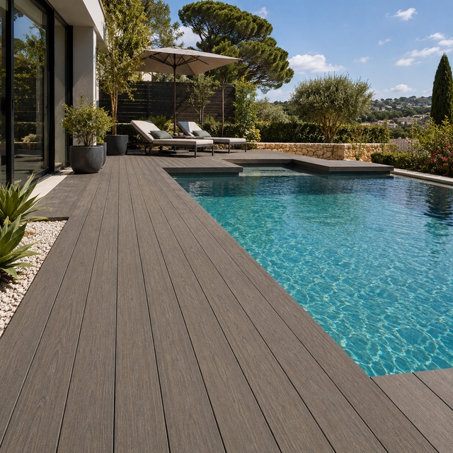 5,13 m² Lame de terrasse en composite Gris 2200 × 146 × 23 mm