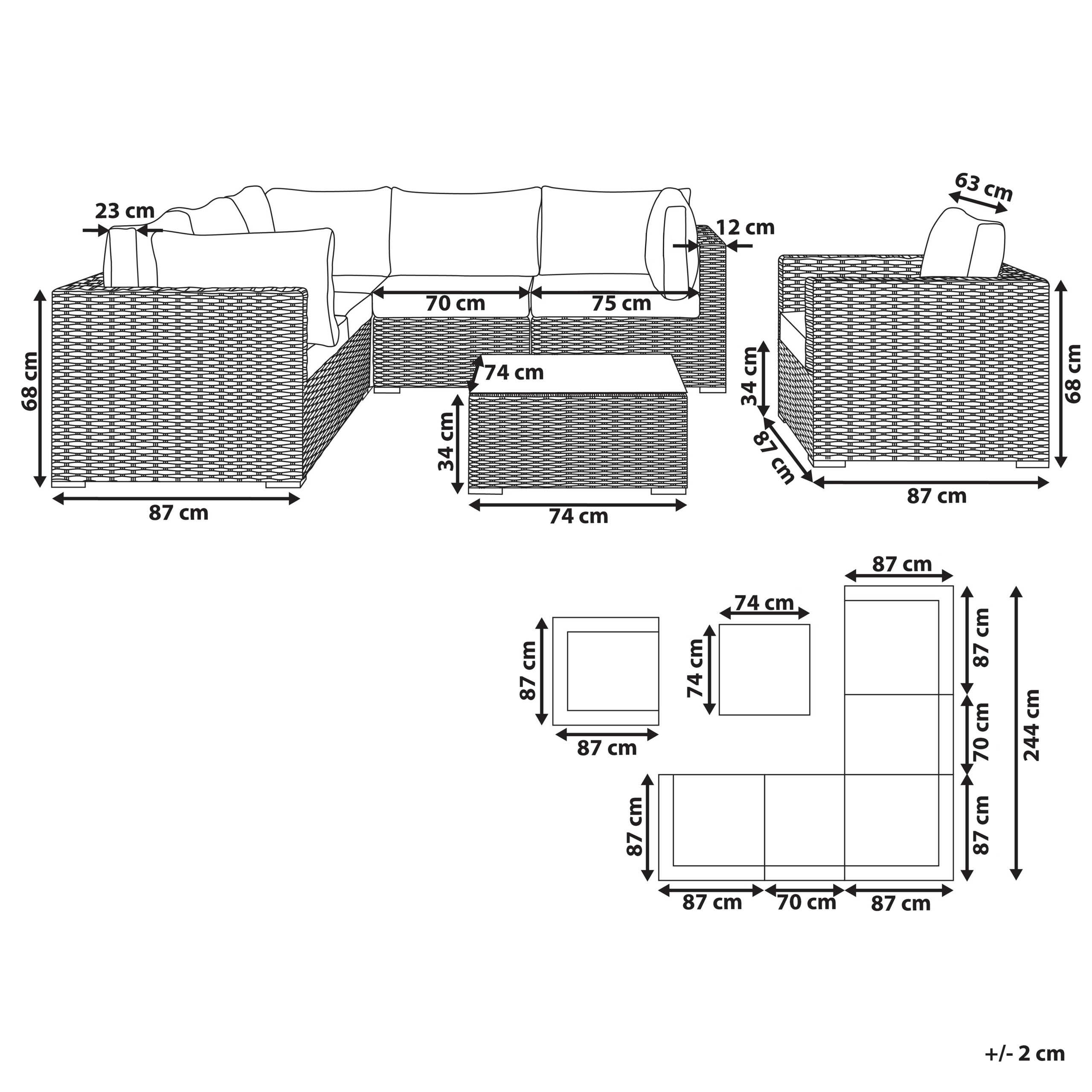 Set da giardino con tavolo 6 posti CONTARE Lato destro Modulare Tortora - 3