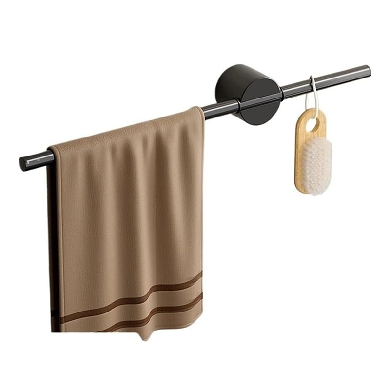 Kreatywny i regulowany aluminiowy wieszak na ręczniki ścienny, bez wiercenia, dekoracyjny drążek do przechowywania w łazience (czarny, 40 cm)
