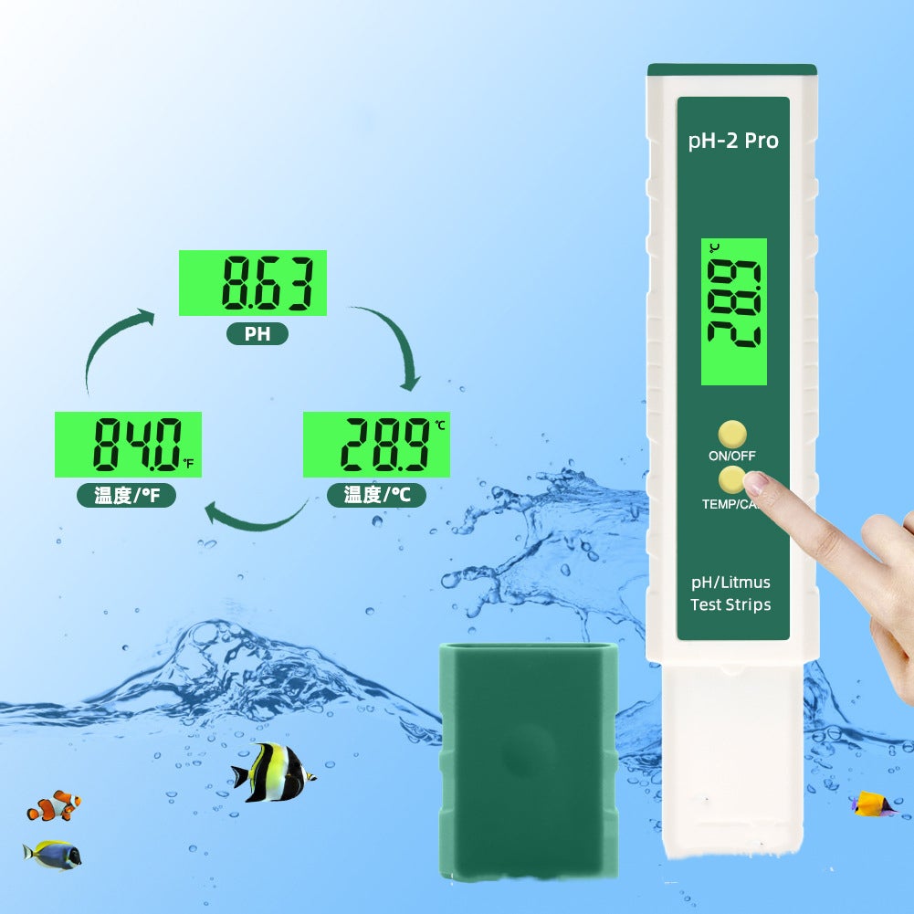 Stylo de test d'acide et d'alcali de pH d'affichage de température de PH-2Pro blanc et vert, mètre d'essai de qualité de l'eau - 4