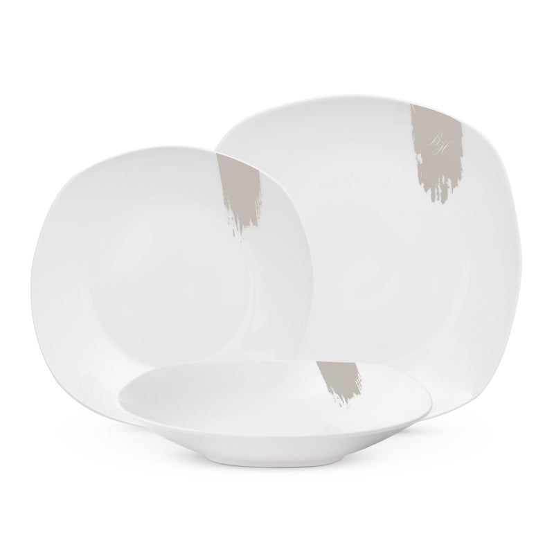 Platos de comedor 18 piezas colección sahara blanco-crema