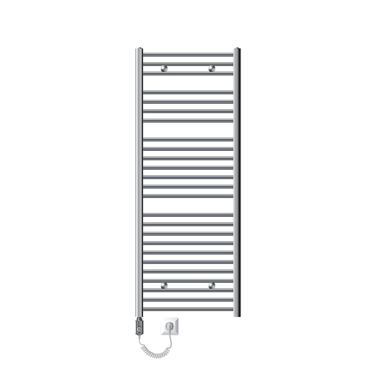 LuxeBath Elektryczny grzejnik lazienkowy Sahara 600x1500 mm Chrome Proste podlaczenie boczne i pret grzejny 1200W z termostatem i wyswietlaczem