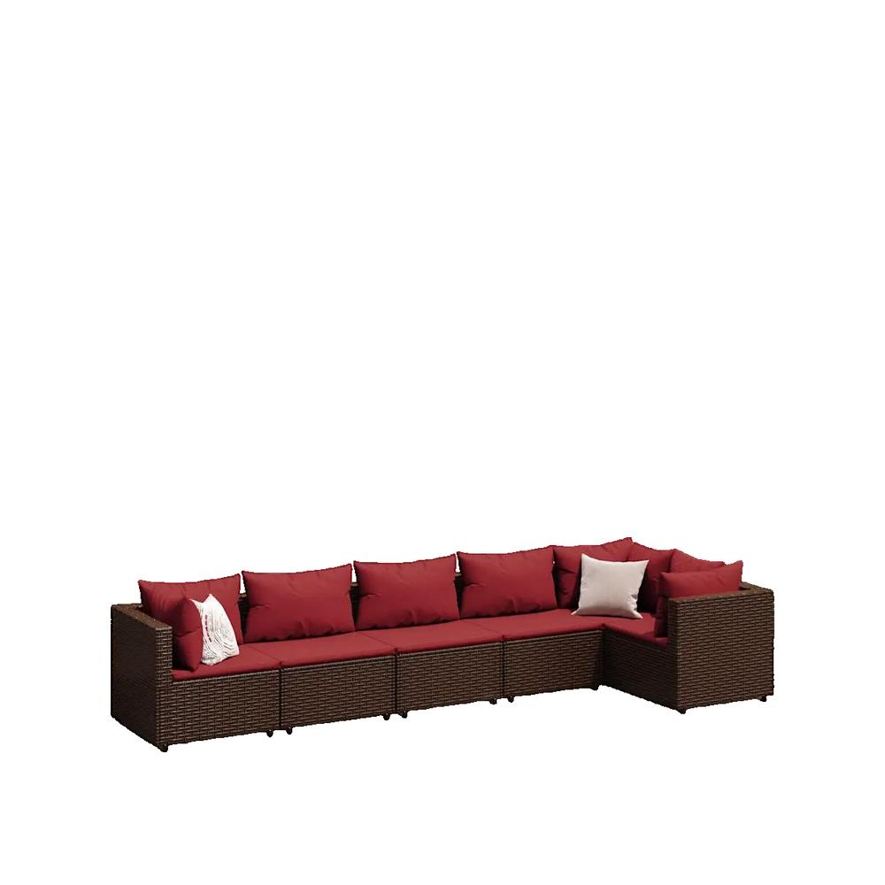 Zestaw mebli ogrodowych vidaXL 6 szt rattan brązowy modułowy wygodny
