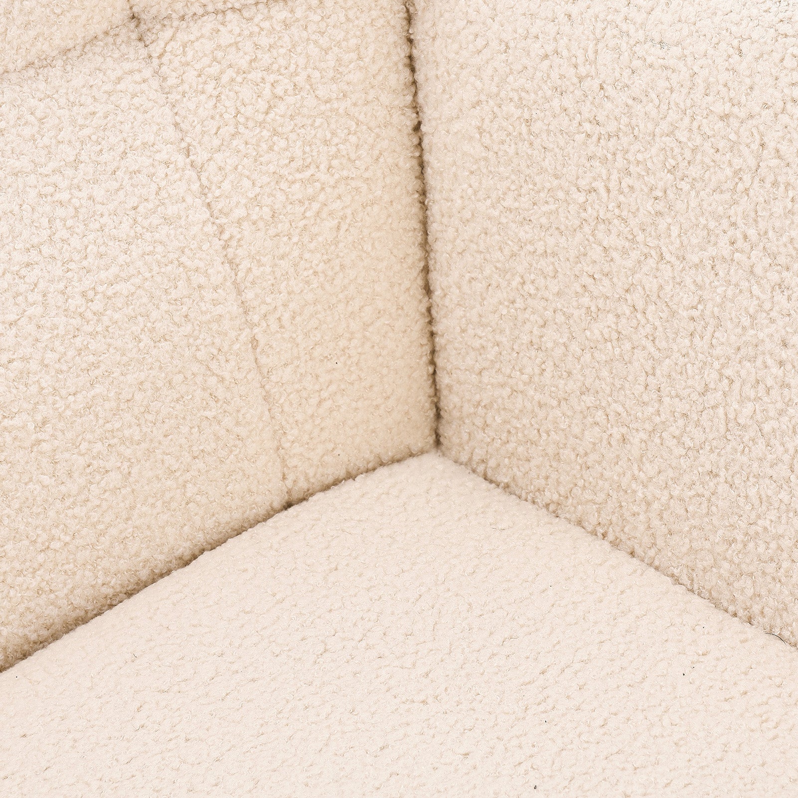 Fauteuil à bascule, tissu sherpa, avec pieds en bois massif, dossier en capitonné, accoudoirs, style scandinave, Rocking chair - Beige - 7