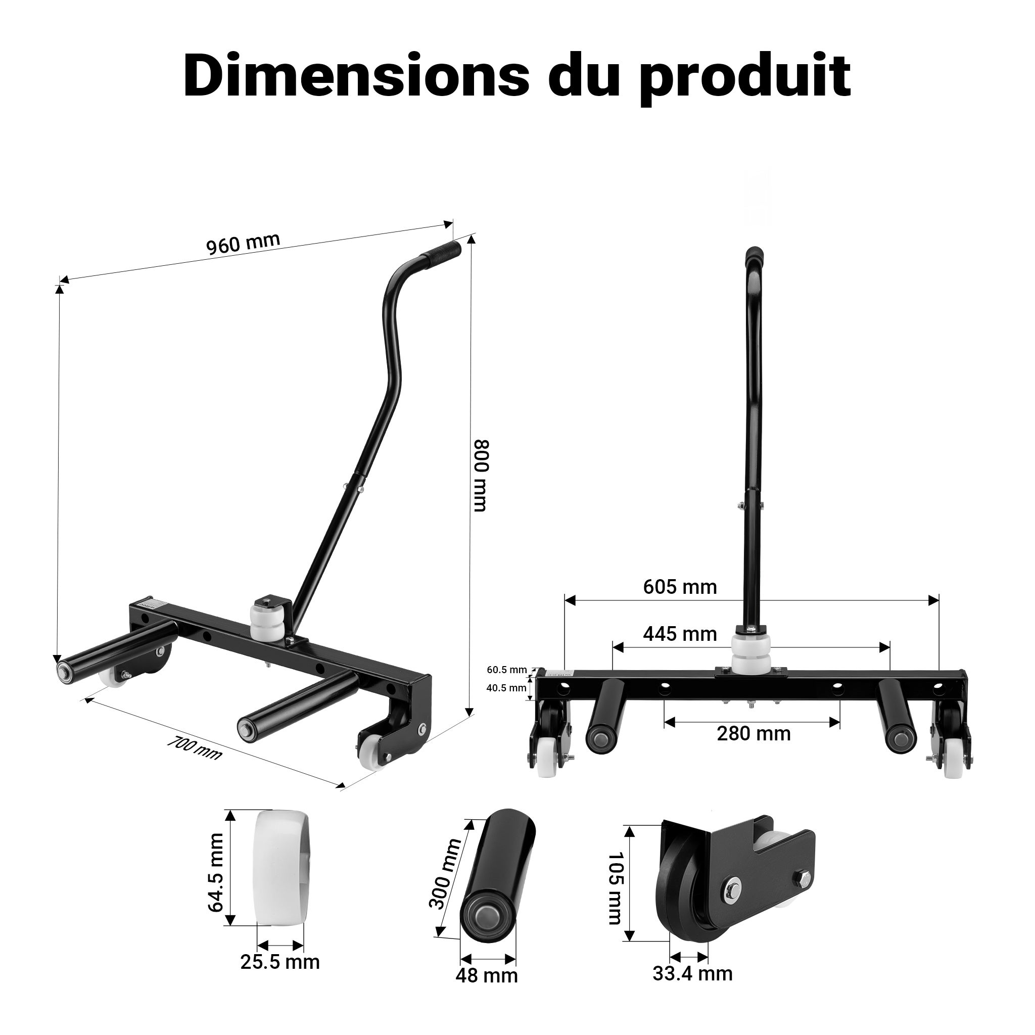 Chariot Démonte-Pneus XPOtool - Charge 250kg Pour Jantes 17-56,5cm - Équipement Garage Pro