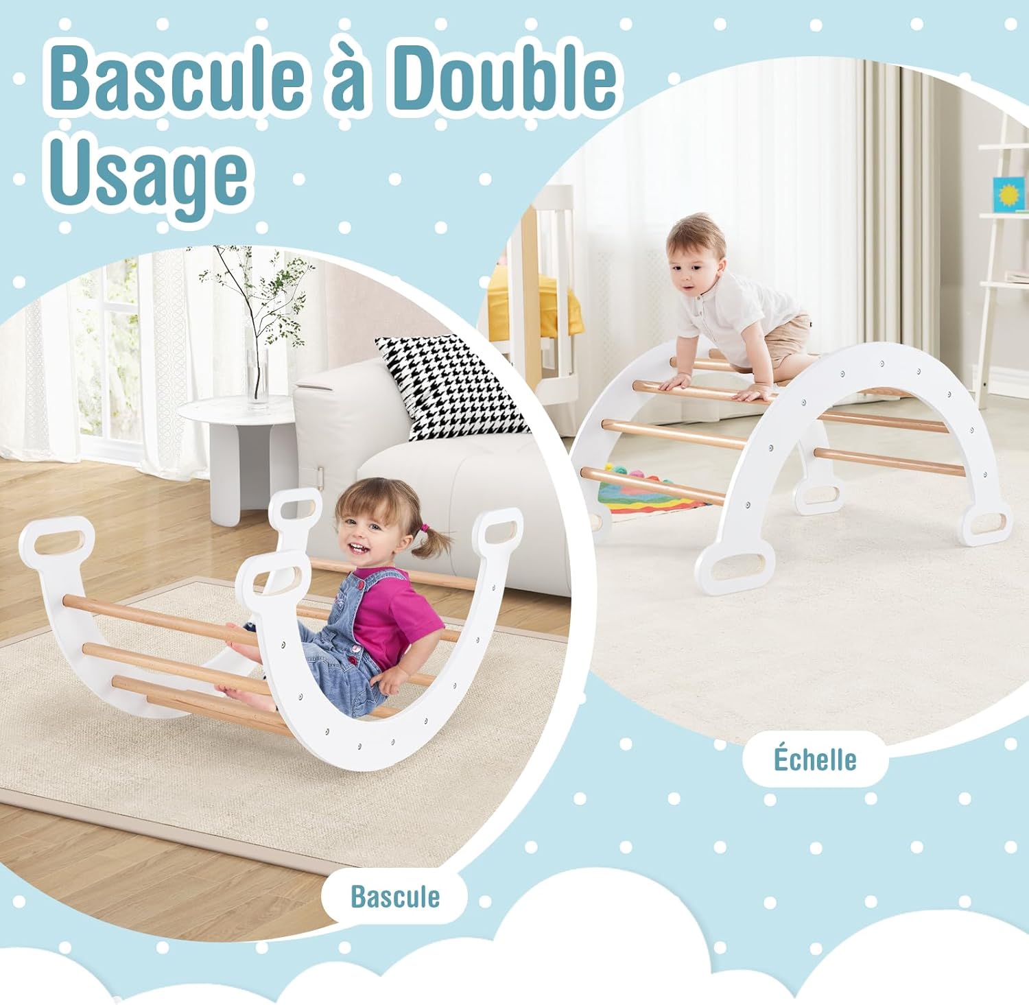 4 in 1 Set da Arrampicata per Bambini, Giocattoli da Arrampicata a Triangolo con Triangolo Arco e Salita, Ideale per Bambini 1 Anni + (Bianco) - 6