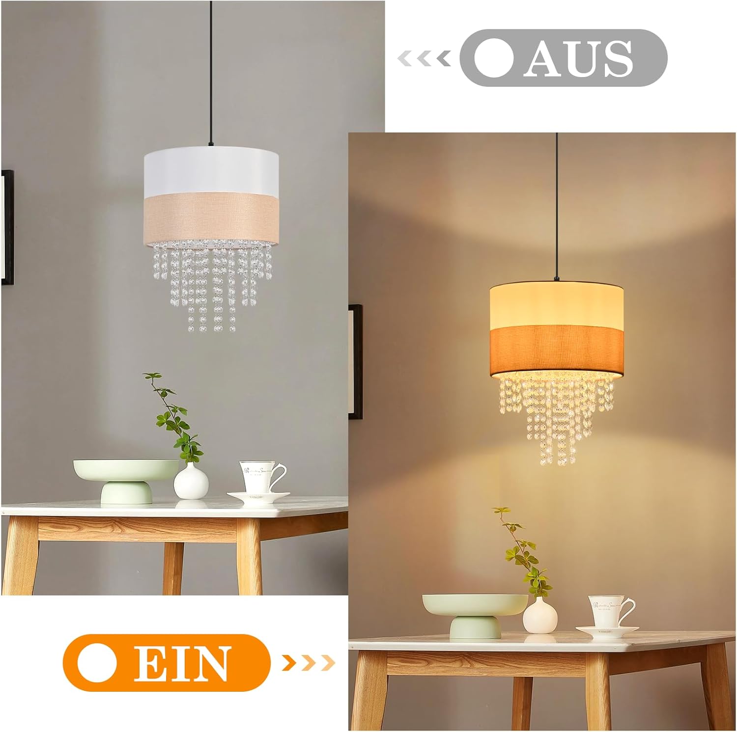 ZMH Lampa wisząca E27 biała vintage kryształowa bez żarówki - 5