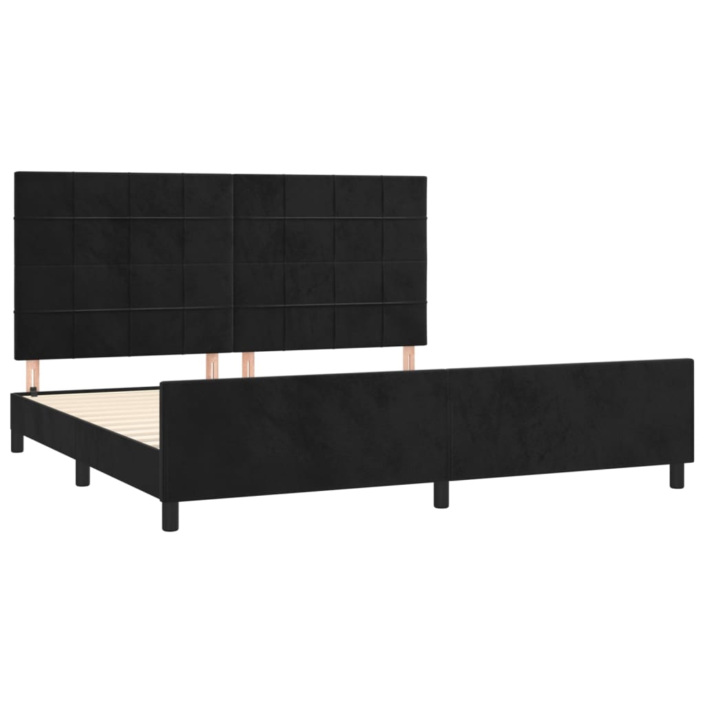 Cadre de lit sans matelas noir 200 x 200 cm en velours - 4