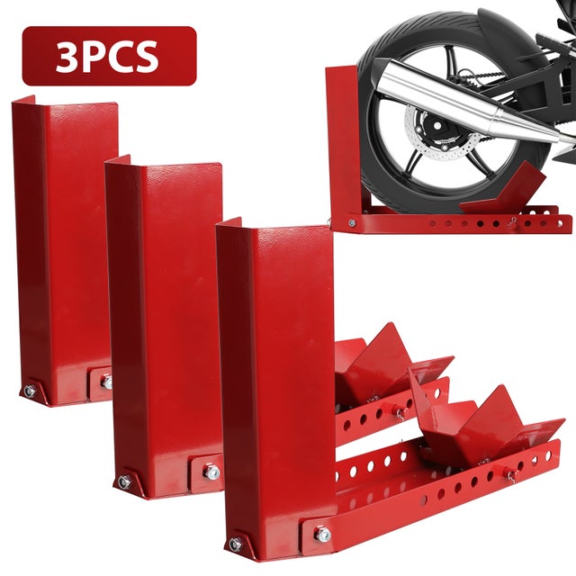 Support Roue Avant Moto A-Pro - Chock Moto Rouge Pour Transport Et Stationnement