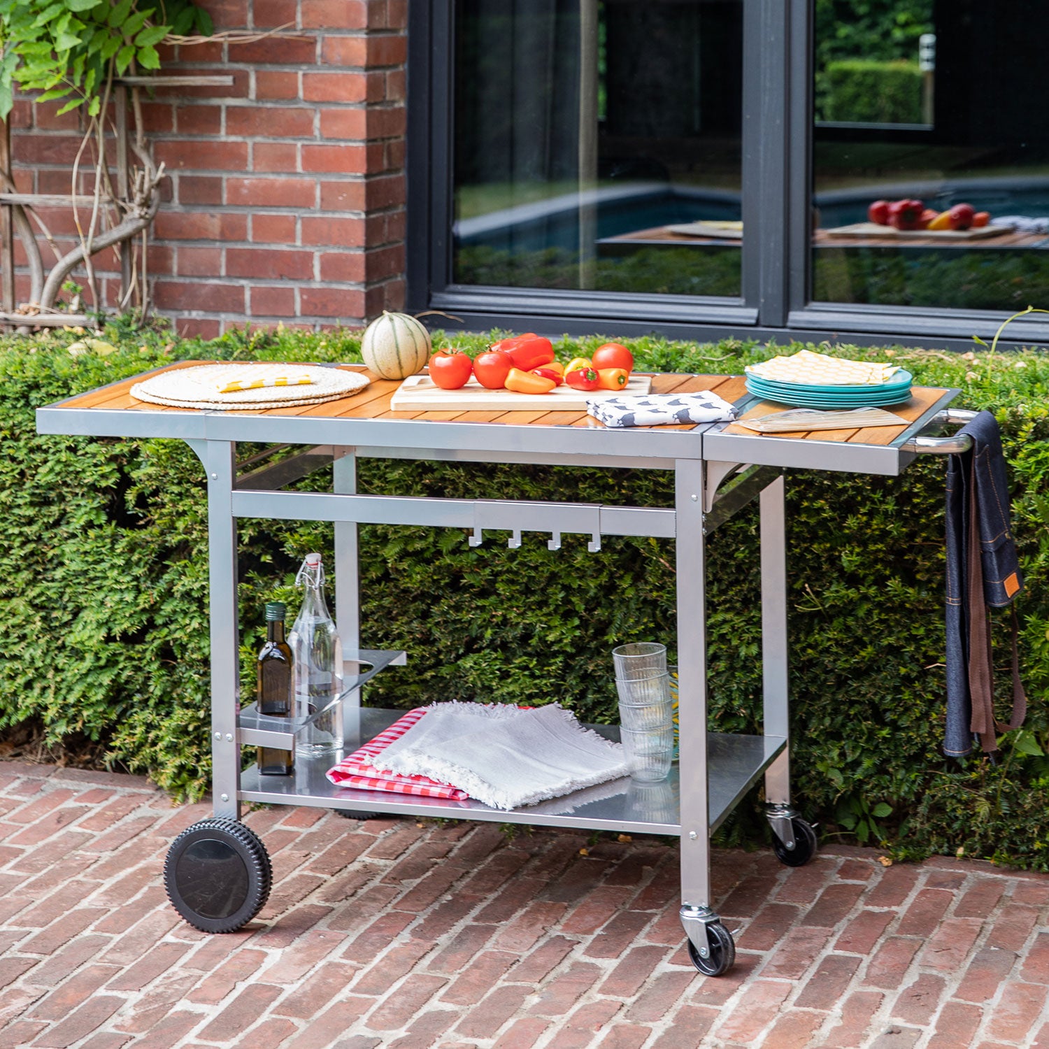 Desserte AVEIRO noire pour plancha - Jardin