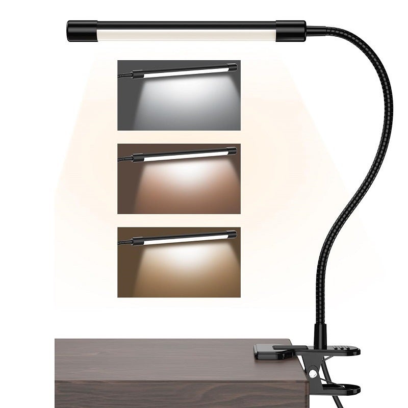 Lampka biurkowa LED, ściemniana trójkolorowa lampka biurkowa, lampka biurkowa z ochroną oczu, lampka do czytania, regulacja 360