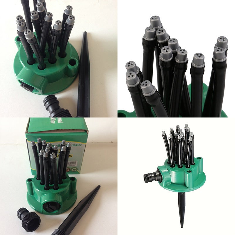 Arroseur de jardin automatique multi-têtes à 360 degrés, système d'arrosage de jardin de pelouse, outil d'irrigation de jardin, 9CM*10CM, vert - 5