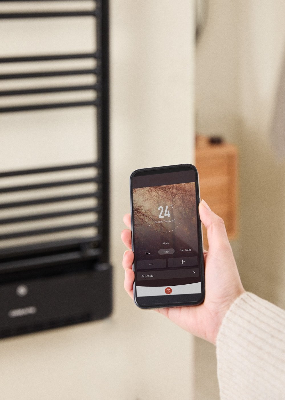 Scaldasalviette Elettrico CREATE Con WiFi - Nero, 1000W, Controllo App, Tecnologia PTC Per Bagno - Foto 2