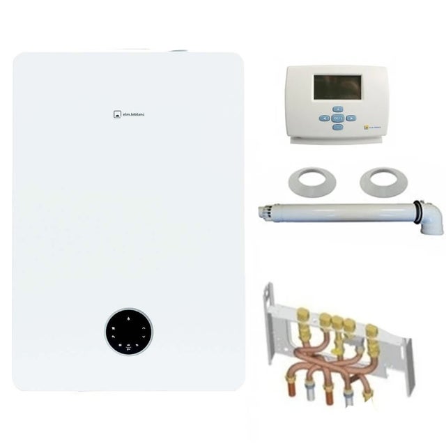 Chaudière gaz murale condensation Egalis ballon iCondens E.L.M Leblanc 24kW Complète (Ventouse + Douilles + Dosseret) avec Thermostat Filaire
