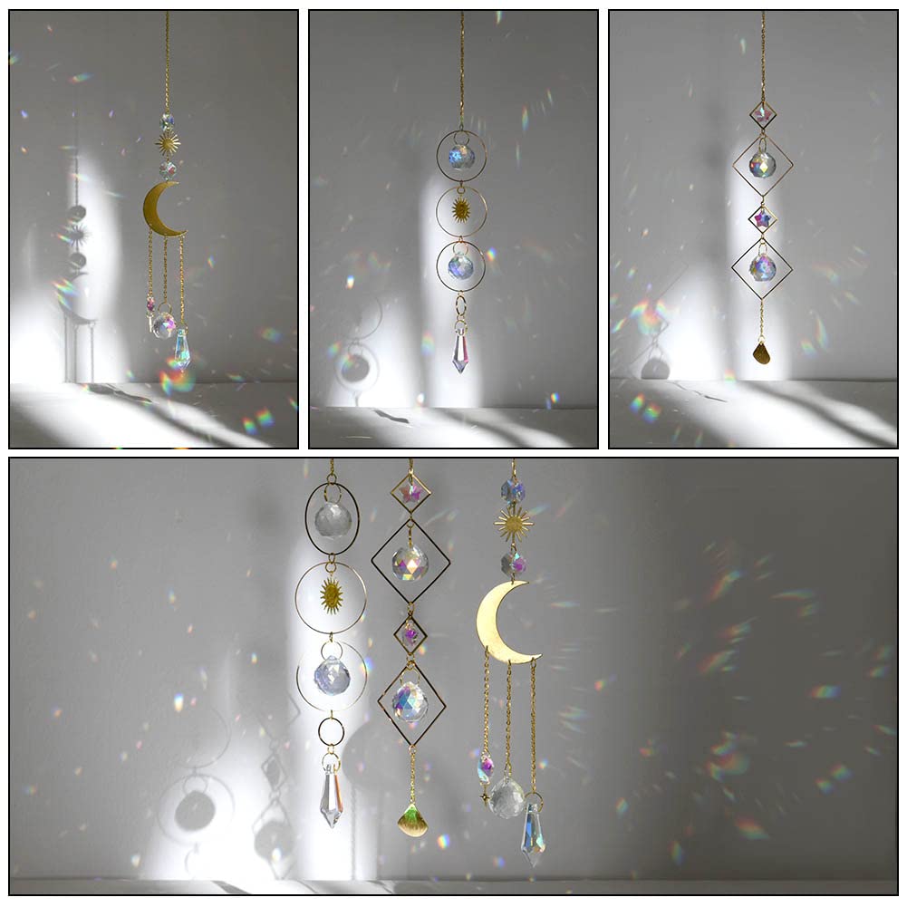 Attrape Soleil, 3pcs Attrape-Soleil en Cristal, Perle de Verre Attrape-Soleil Prisme Arc-en-Ciel en Cristal Suspendu Suncatcher Pendentif en Cristal - 2
