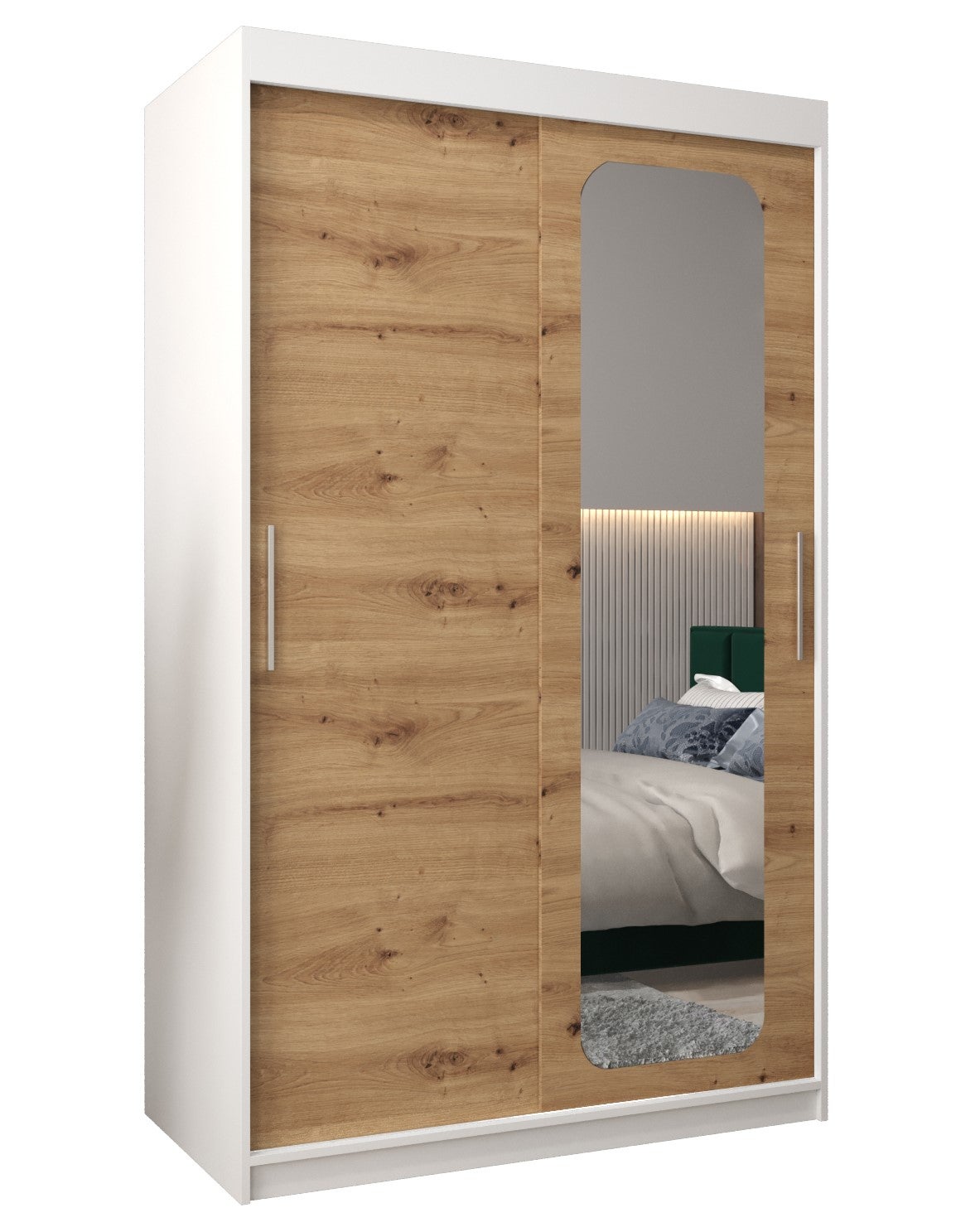 Szafa przesuwna garderoba PROMO T2 120 x 62 x 200 cm Biały + Artisan - Abiks Meble