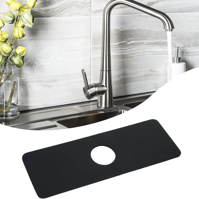 Mata pod kran z ziemi okrzemkowej, chłonna i szybkoschnąca, za kran, 38 x 13,7 cm (czarna)