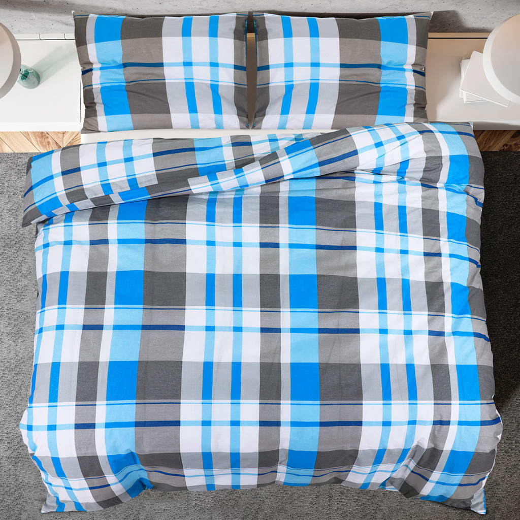 Ensemble de housse de couette Bleu et gris 220x240 cm Coton - 5