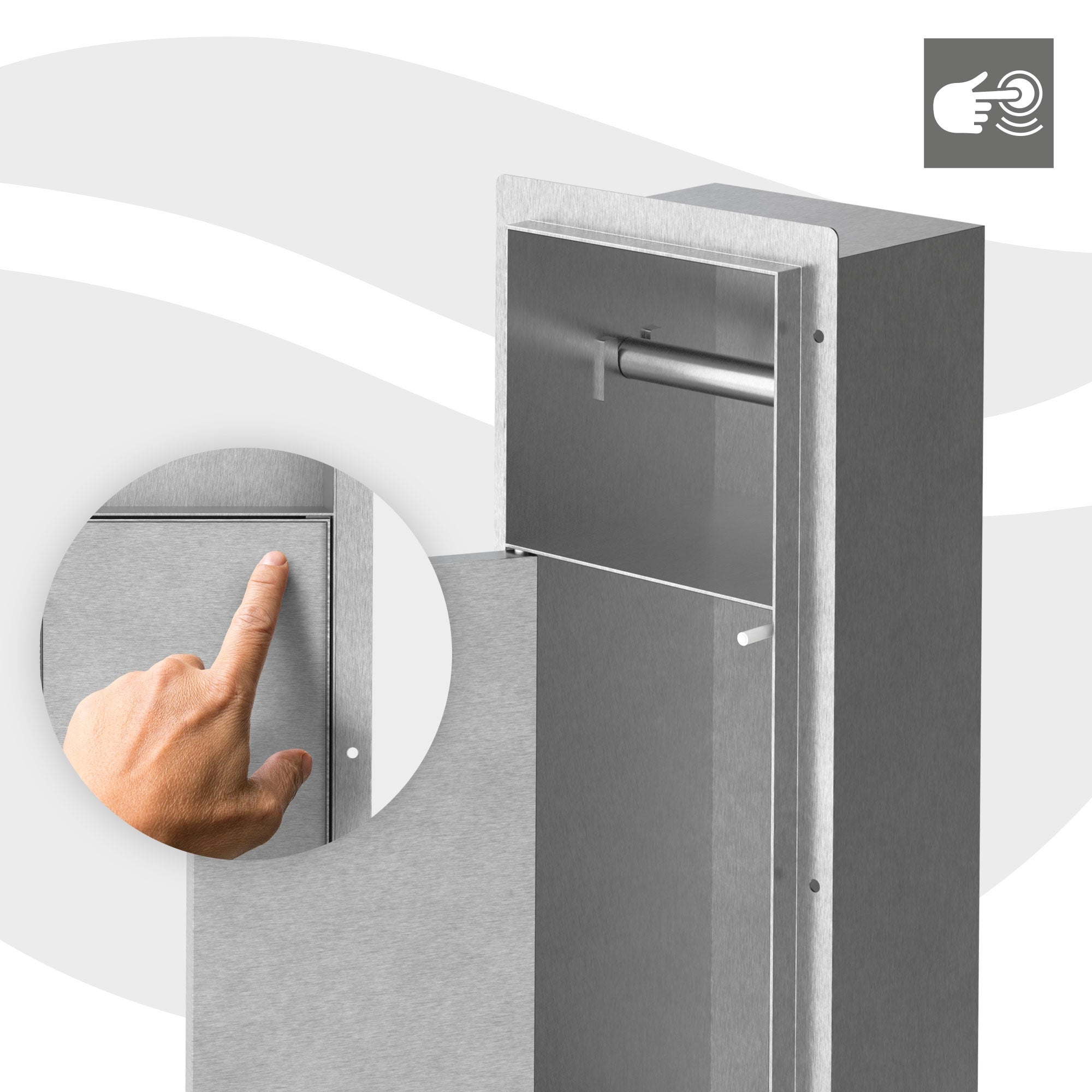 LuxeBath moduł szafki podtynkowej ze stali nierdzewnej srebrny 60x20x14 cm szafka łazienkowa z miejscem na papier i wbudowaną szczotką wc - 7