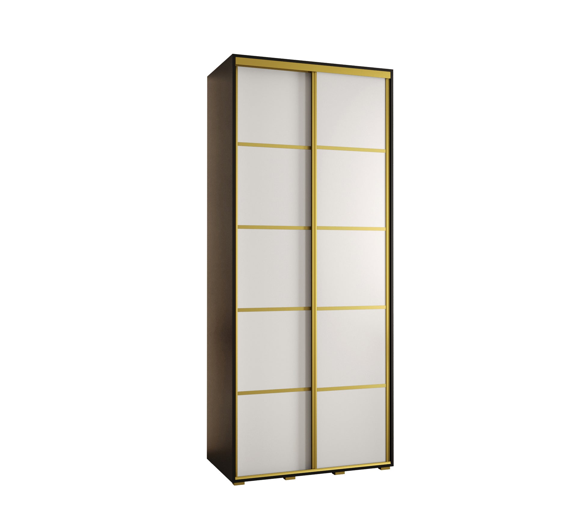Szafa przesuwna wysoka Davos 4 120 x 60 x 235,2 cm czarny + biały + u. złoty - Abiks Meble