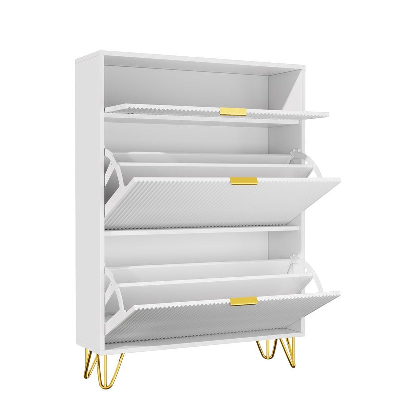 Meuble à chaussures, Etagere chaussure, Rangement chaussure, à deux portes et compartiments de rangement, Blanc - 8