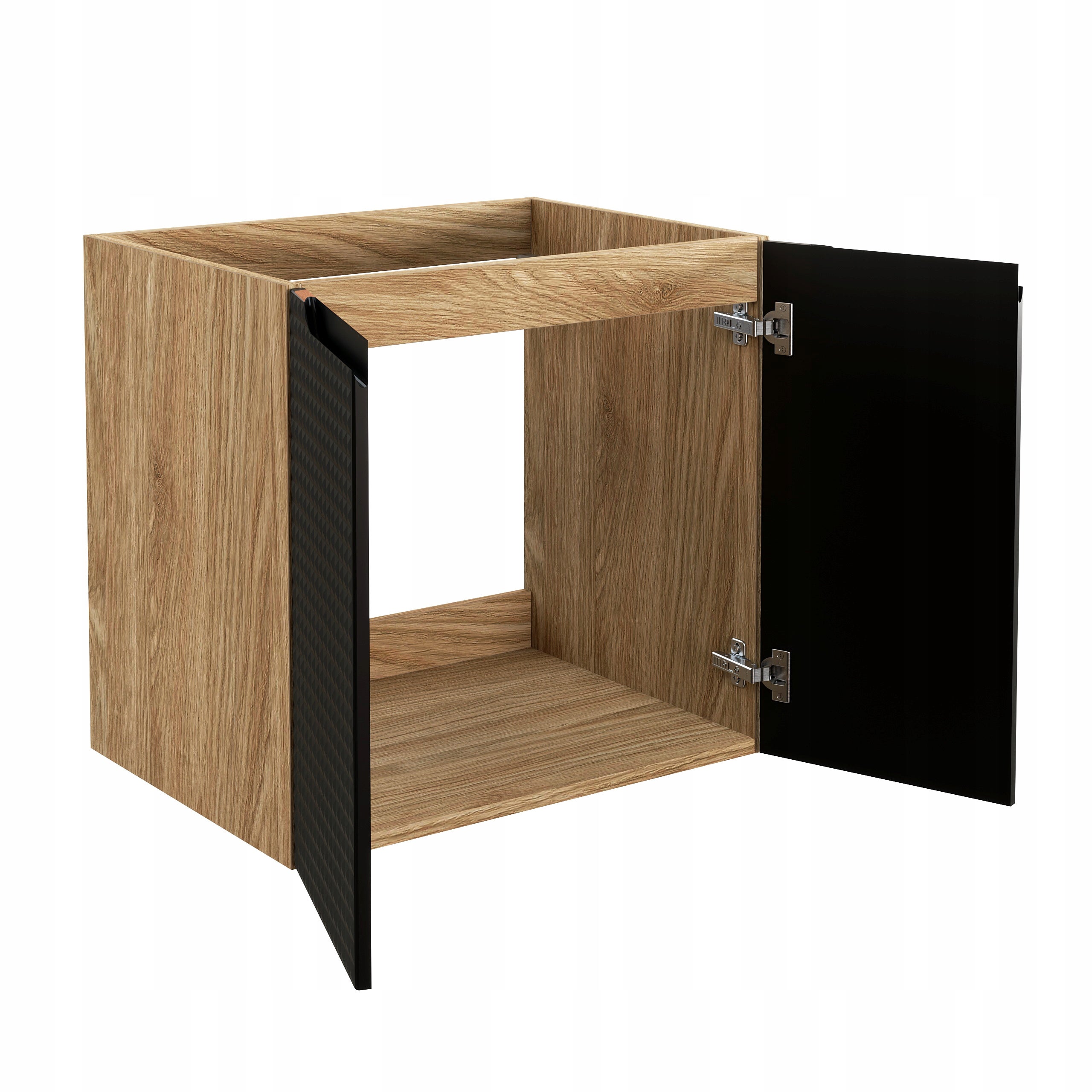 Szafka łazienkowa LUXOR 60 cm czarna dąb olejowany front 3D MDF wisząca - 4