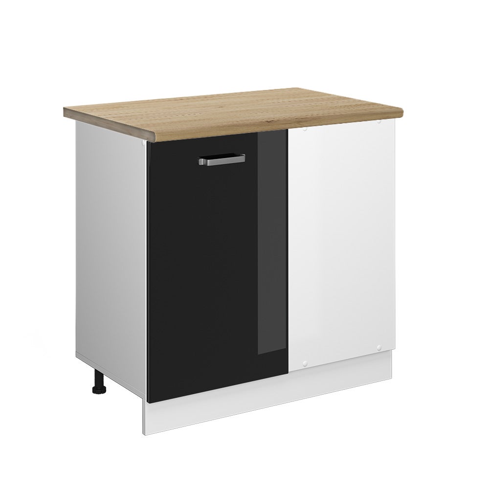 Vicco Szafka narożna R-Line, Czarny wysoki połysk, 86 cm , BP Dąb