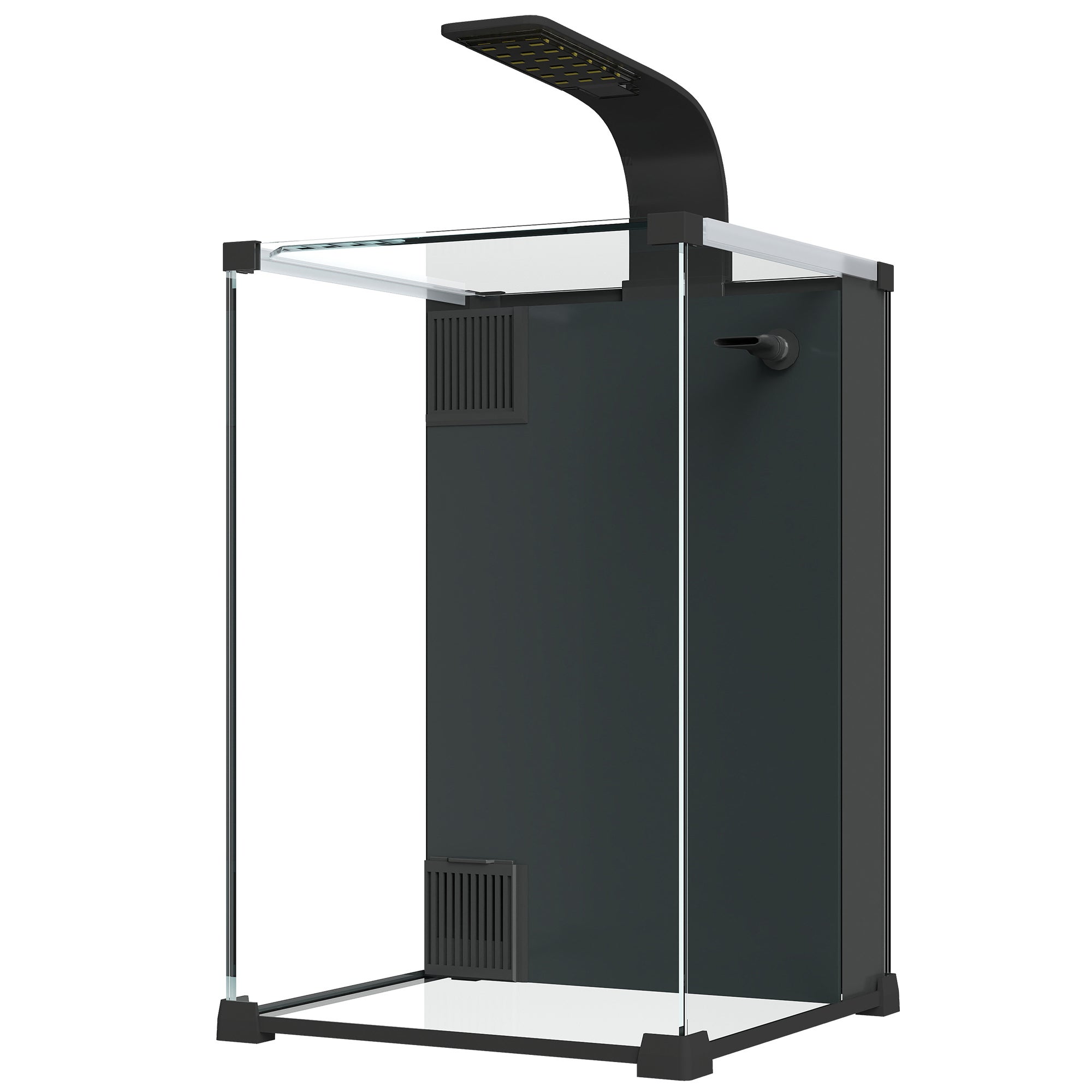 Nano acuario de cristal templado con filtro integrado, bomba de 5 W e iluminación LED, 30x30x45 cm, negro. - 2