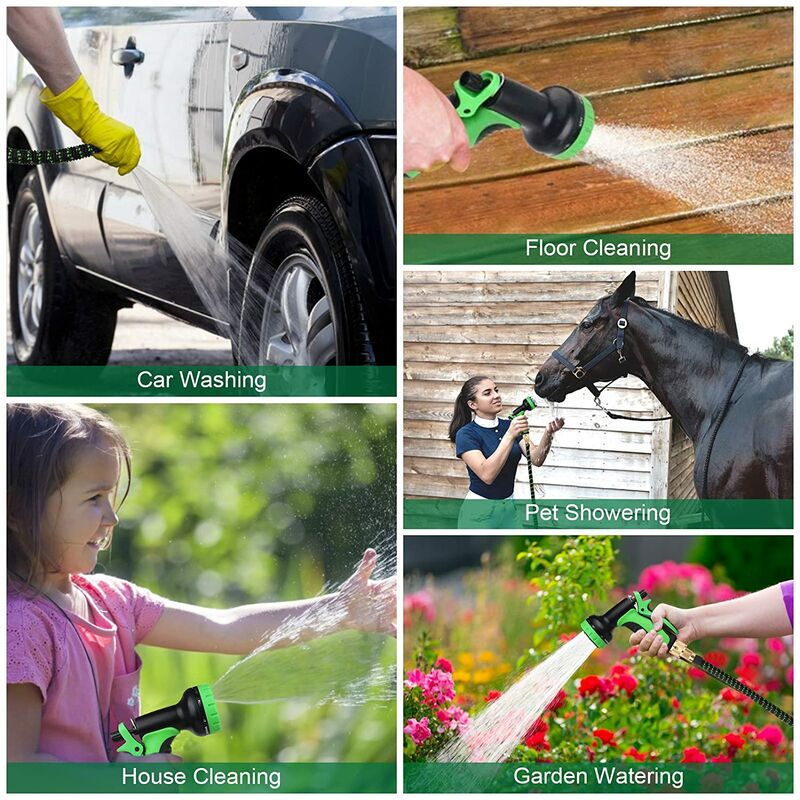 Tuyau Arrosage Extensible 30m 100ft Tuyau D’arrosage Retractable avec Support et Pistolet Arrosage 9 Fonctions Raccords en Laiton - 3