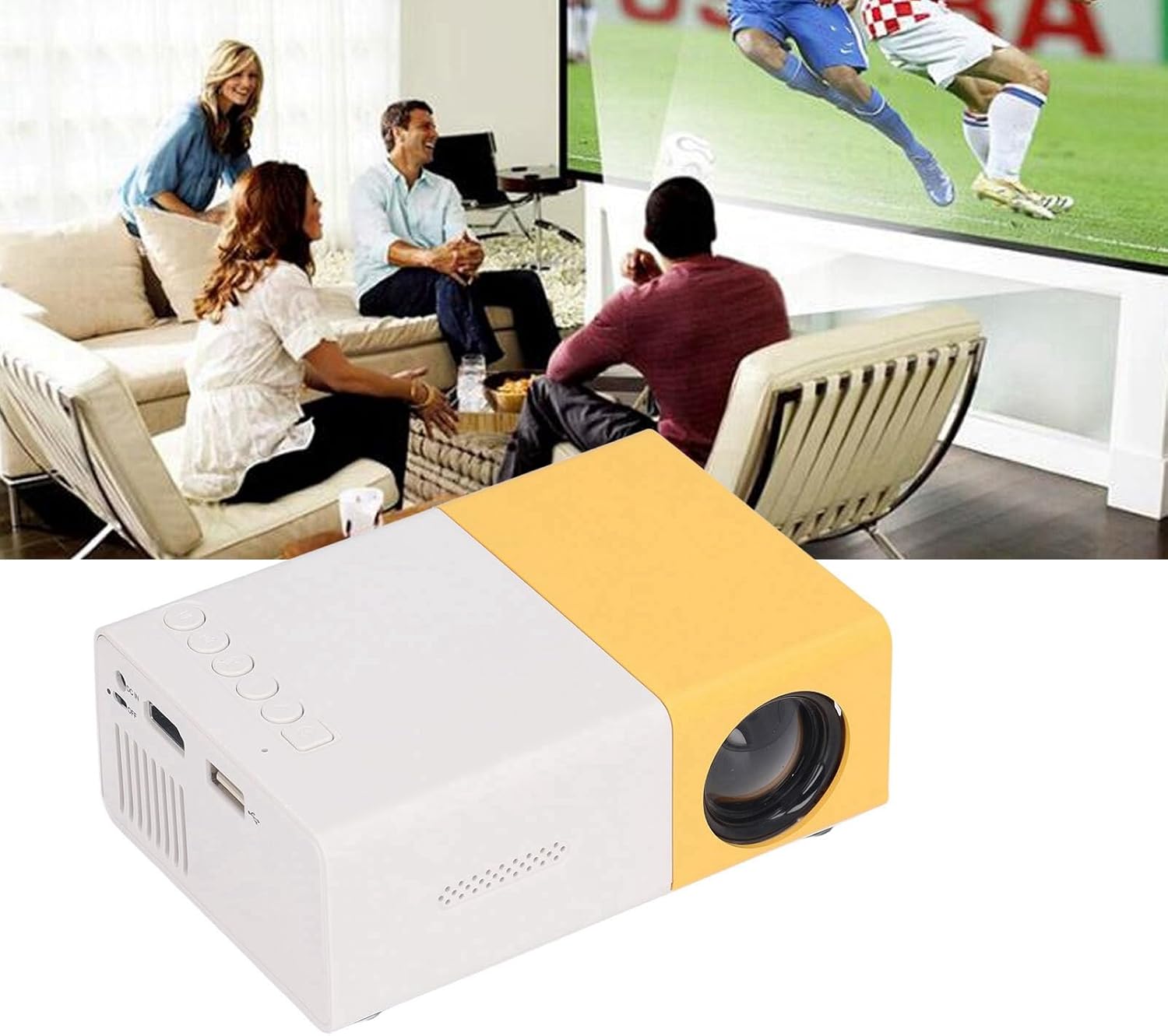 Projecteur de cinéma portable d'extérieur, grand écran de 24 à 60 pouces pour home cinéma, compatible USB, Micro SD, AV, audio, - 4