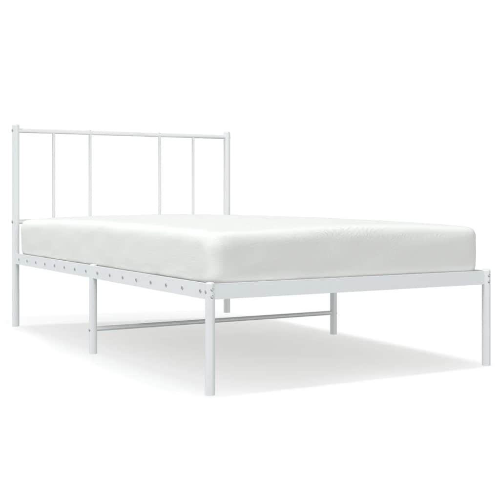 Łóżko Białe Metalowe Rama Łóżka Ze Stelażem Do Sypialni Pokoju 80x200 cm