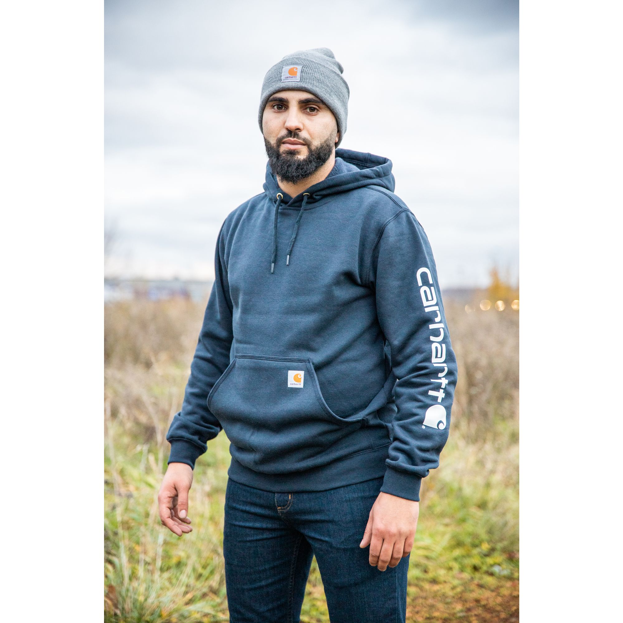 Sweat Midweight Sleeve Logo Hooded K288 Bleu Marine - Carhartt - Taille XL - 3
