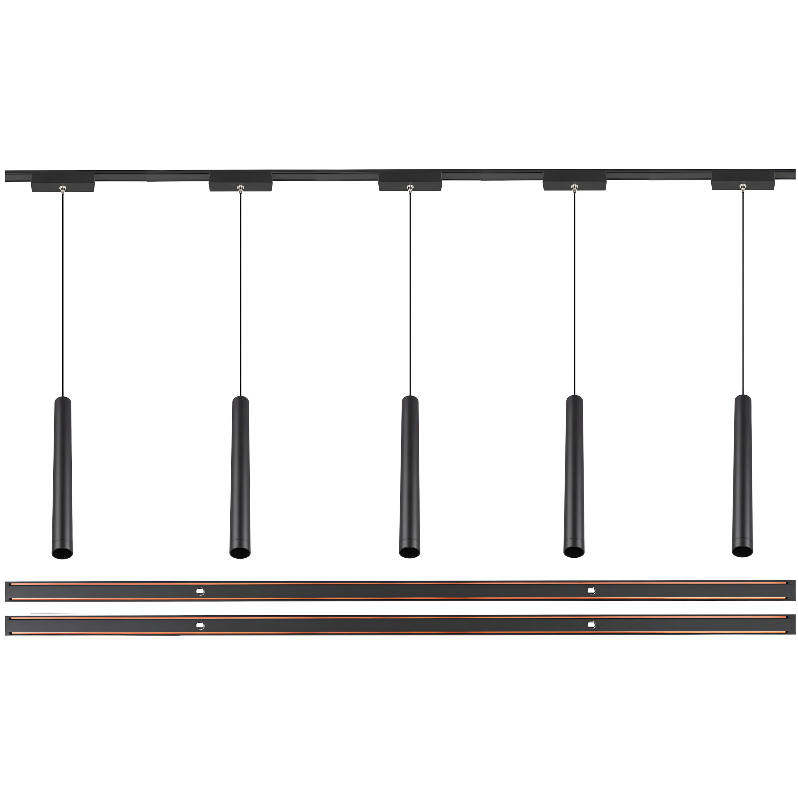 Zestaw oświetlenia szynowego LED Czarny system magnetyczny szyna listwa 2x 1m + 5 x lampa LED ze źródłem światła LEDHOFF