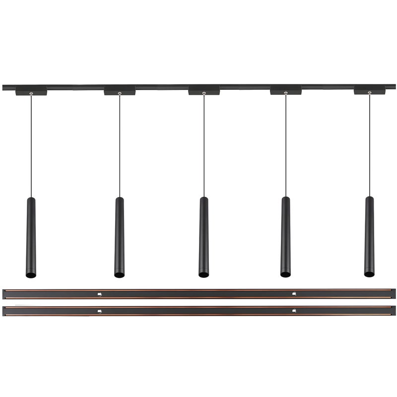 Zestaw oświetlenia szynowego LED Czarny system magnetyczny szyna listwa 2x 1m + 5 x lampa LED ze źródłem światła LEDHOFF