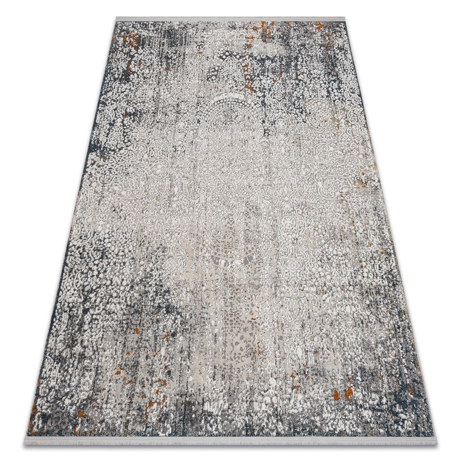 Dywan TULS nowoczesny, strukturalny, frędzle 51327 Vintage, przecierany, ornament kość słoniowa / krem 80x150 cm