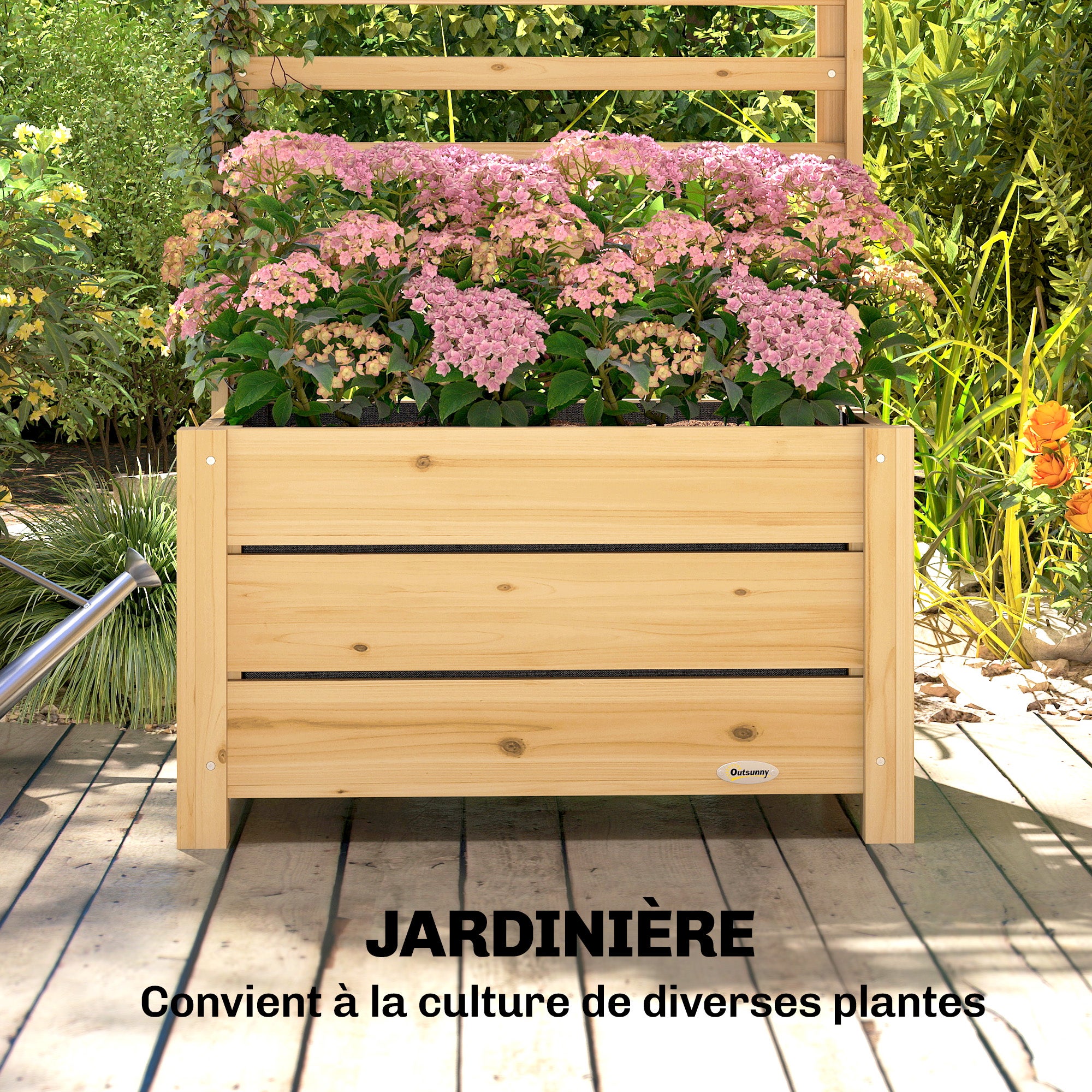 Jardinière avec treillis bois de sapin Outsunny - 5
