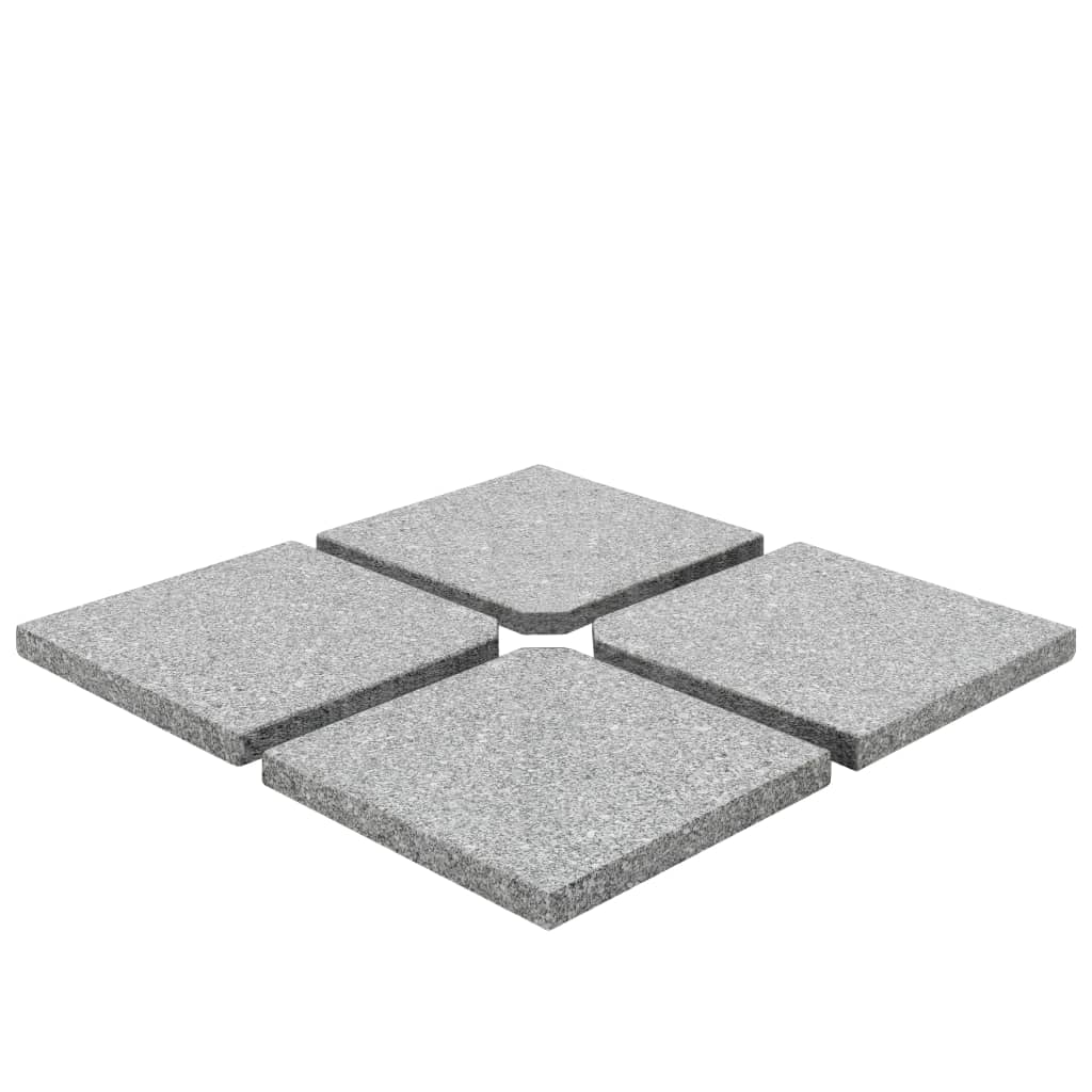 Plaques de poids de parasol 4 pcs Granit Gris Carré 100 kg - 2