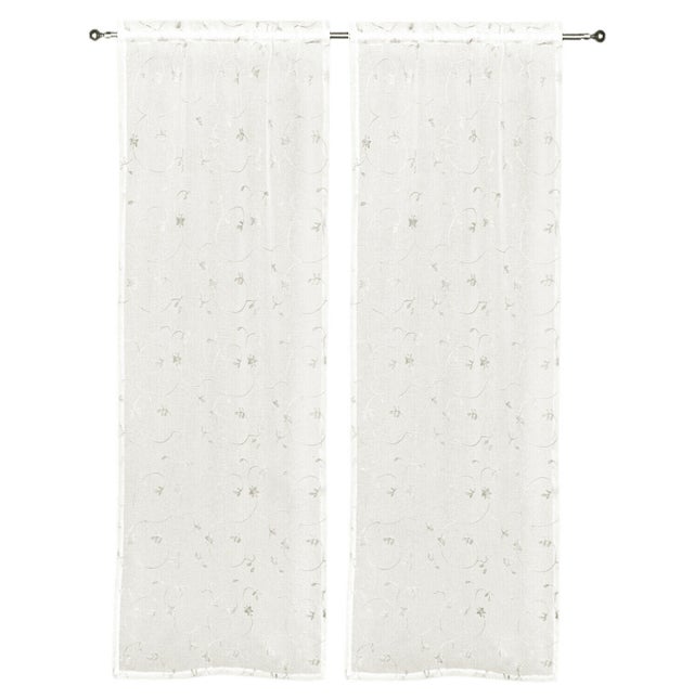 Tende Finestre Porta Interno 60x240 cm Coppia 2 Pz Semitrasparente Fiori Tortora
