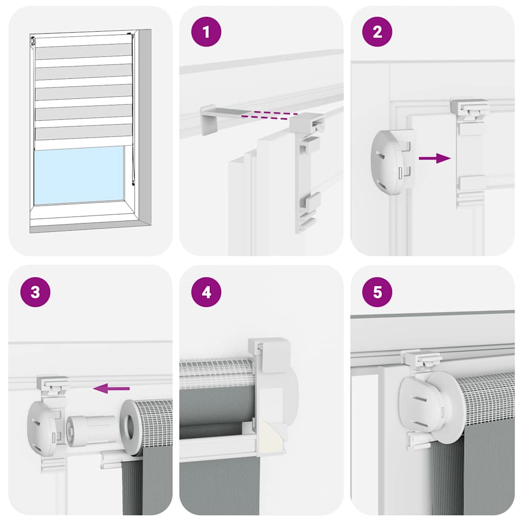 Tenda a Rullo Zebra Nero Larghezza Tessuto 115,9 cm Poliestere vidaXL - 6