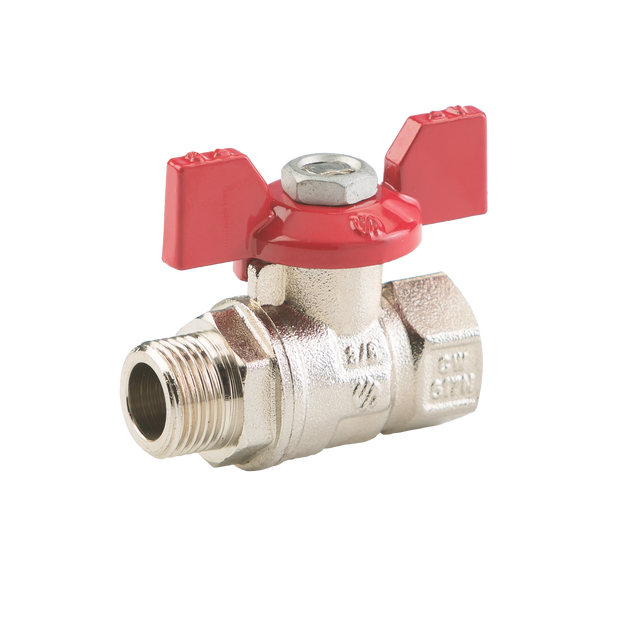 Vanne boisseau sphérique - Laiton - Mâle/Femelle - Manette papillon 15x21