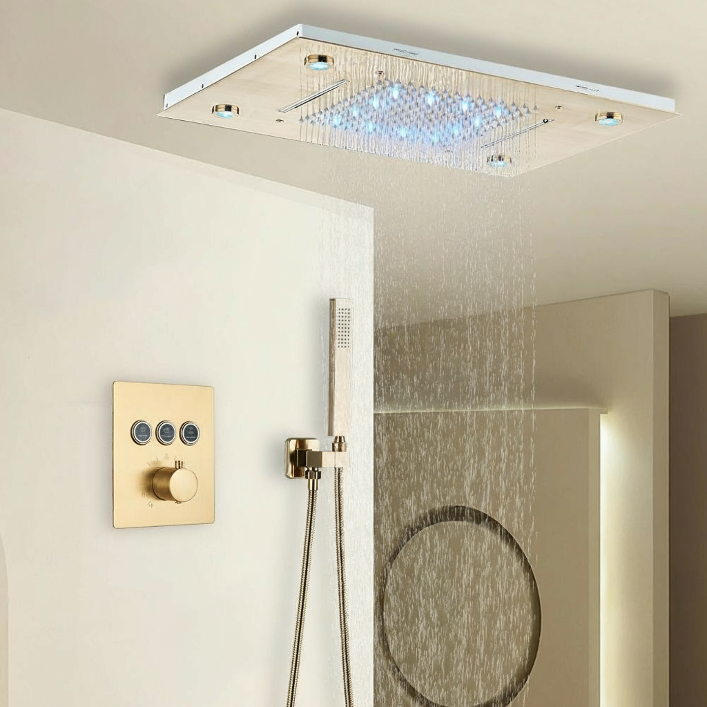 Mitigeur de douche Encastré Neo LED Or - 9