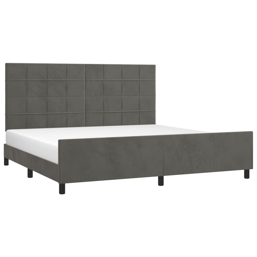 Cadre de lit sans matelas velours gris foncé 200x200 cm — COMFORTXL - 3