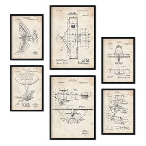 Lot De 4 Affiches Vintage Brevets Inventions - Format A4 (21x29,7 Cm) - Papier Haute Qualité 250 G - Couleur Au Choix