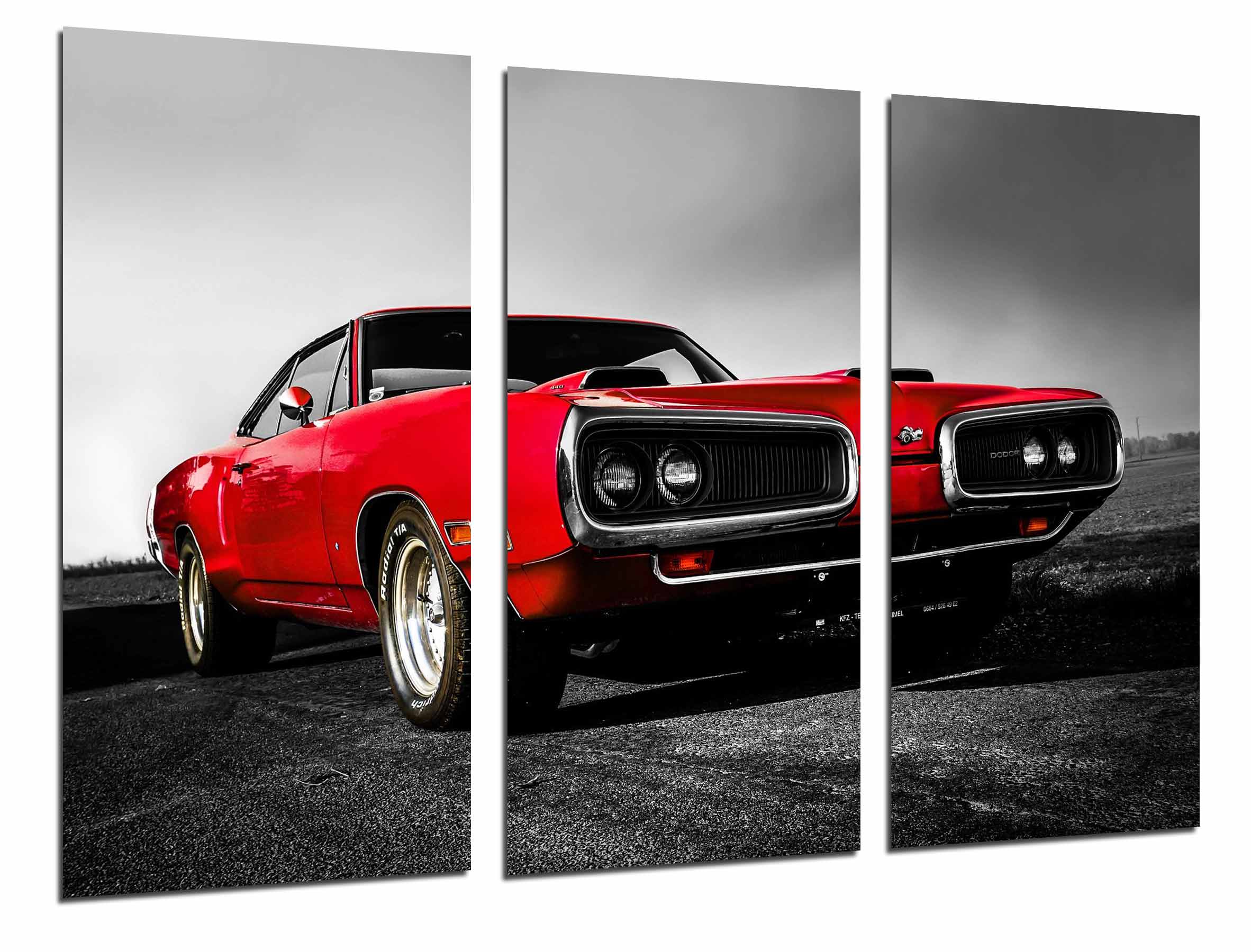 Coche deportivo rojo carreras vintaje, , impresión fotográfica sobre madera, cuadro moderno decorativo
