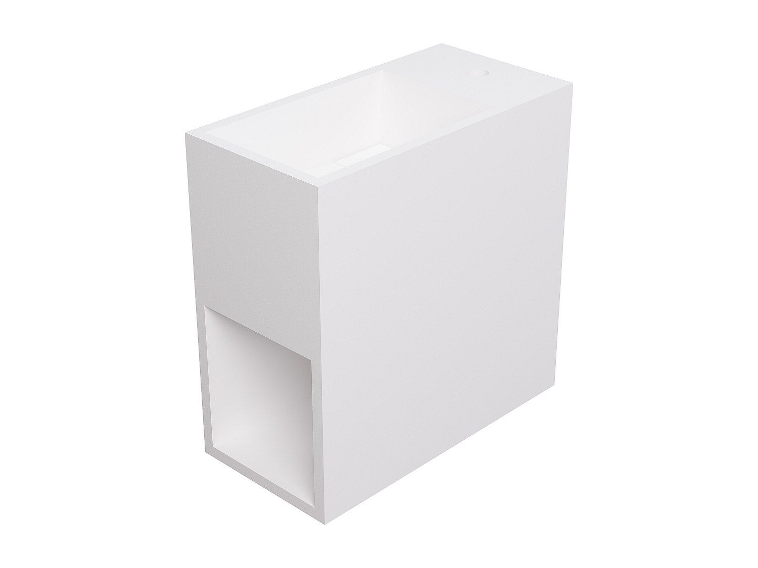 Biała szafka pod umywalkę wisząca z solid surface z wnęką - 40 cm - PUMORI
