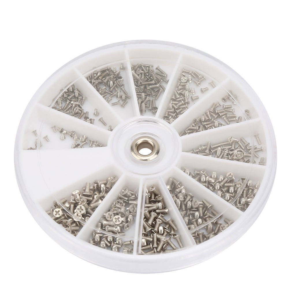 600 pièces boîte ronde M1.0 M1.2 M1.4 M1.6 acier inoxydable croix tête plate ensemble de vis pour lunettes - 2
