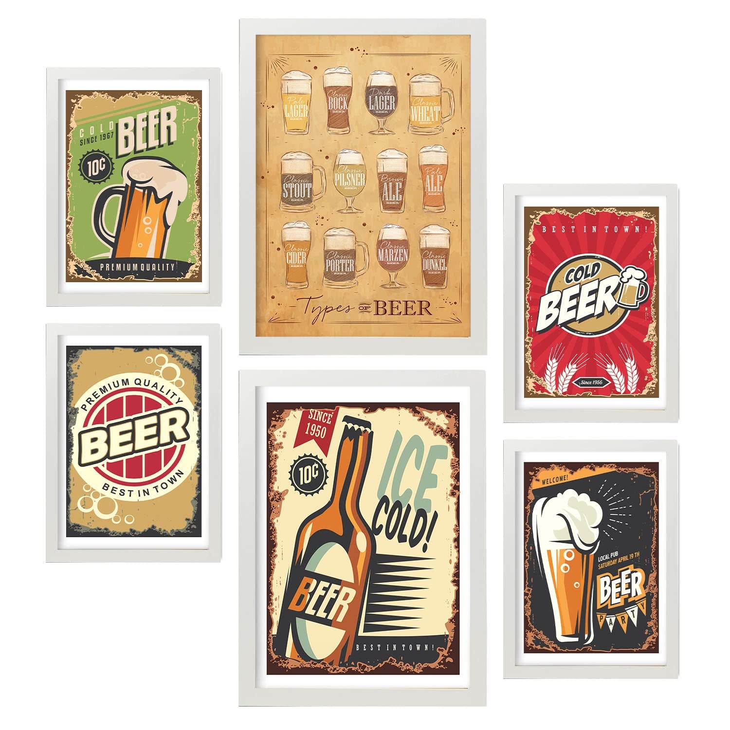 Nacnic posters de anuncios cerveza ilustraciones de café y bebidas en estilo cartel publicitario para la a4 & a3 sin marco