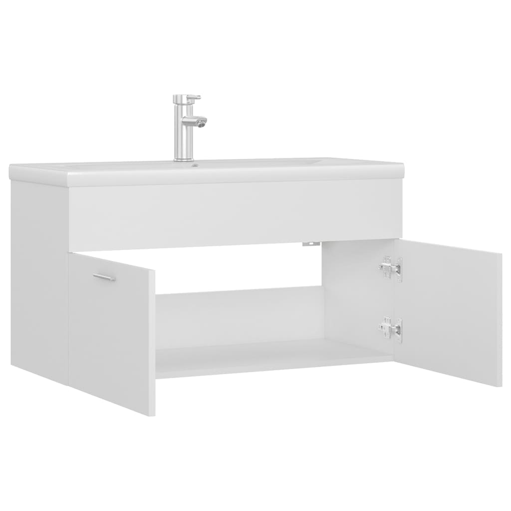 Maison Exclusive - Mobile con Lavabo Integrato Bianco in Legno Multistrato - 5