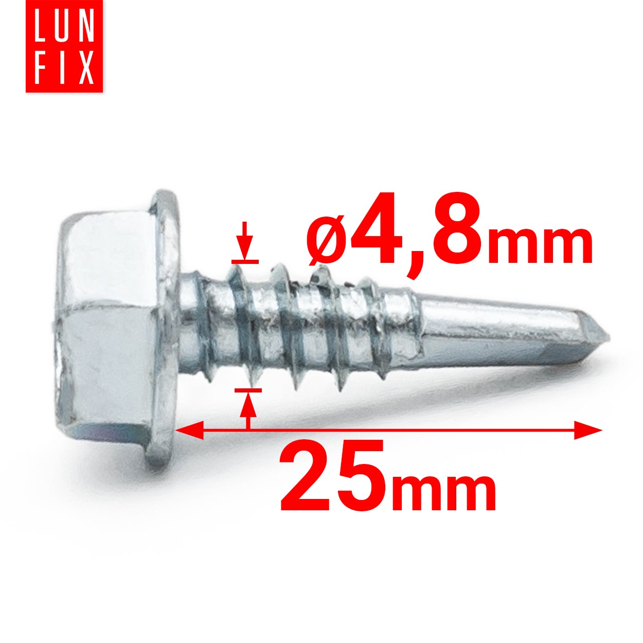 Wkręty do metalu samowiercące z łbem na klucz 4,8x25mm 500szt. - 2