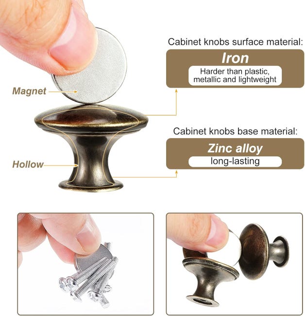 12 Pomelli Per Mobili Vintage In Lega Di Zinco - Diametro 30 Mm, Colore Bronzo Rosso, Per Cassetti E Ante - Foto 10